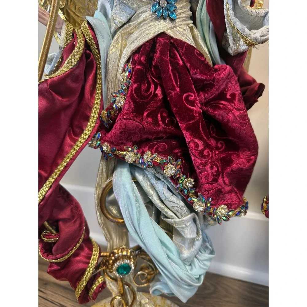 Mark Roberts Angel Candle Holders 2 Large 26in Gold Burgundy Jeweled 2023 Collec